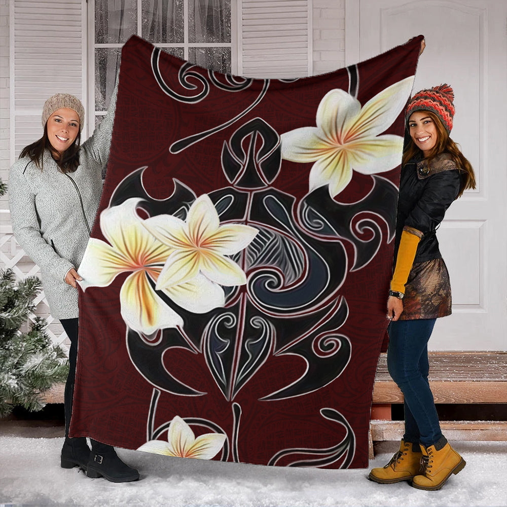 Hawaii Premium Blanket Turtle Poly Trinal Plumeria Red-Myprintsy