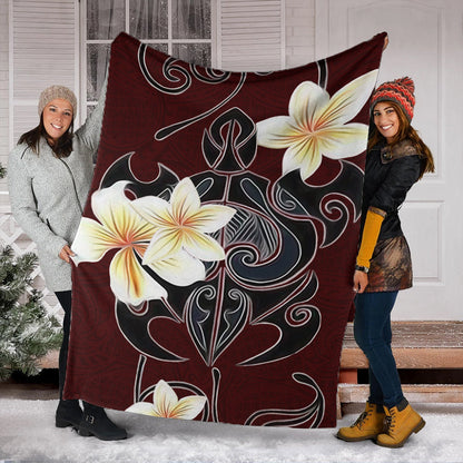 Hawaii Premium Blanket Turtle Poly Trinal Plumeria Red-Myprintsy
