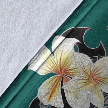 Hawaii Premium Blanket Turtle Poly Trinal Plumeria Turquoise-Myprintsy