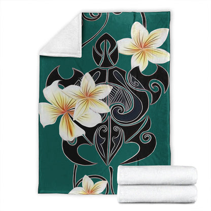 Hawaii Premium Blanket Turtle Poly Trinal Plumeria Turquoise-Myprintsy