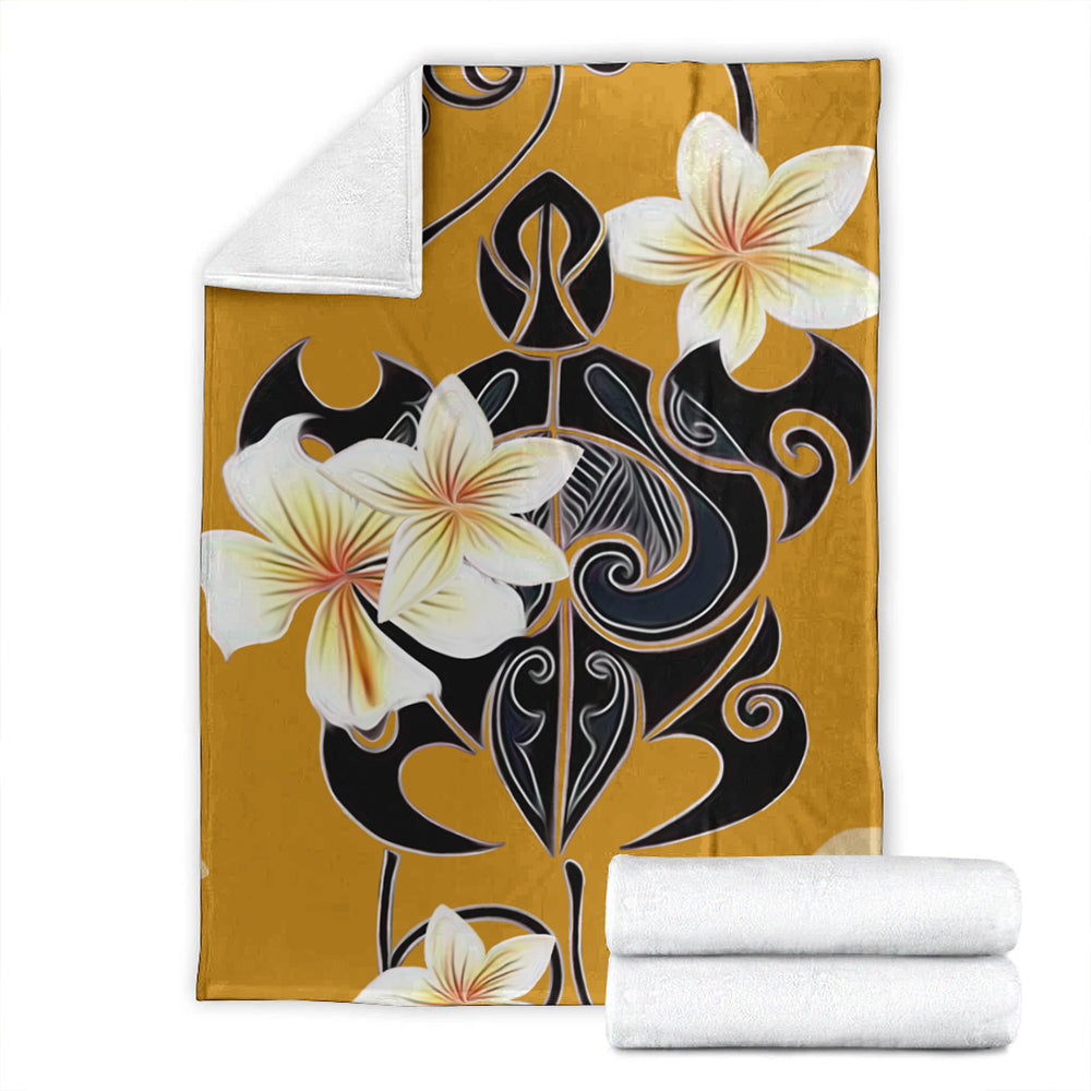 Hawaii Premium Blanket Turtle Poly Trinal Plumeria Yellow-Myprintsy