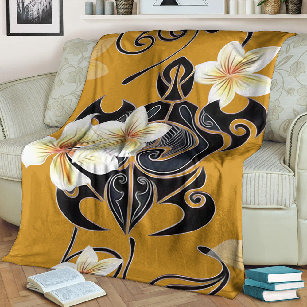 Hawaii Premium Blanket Turtle Poly Trinal Plumeria Yellow-Myprintsy
