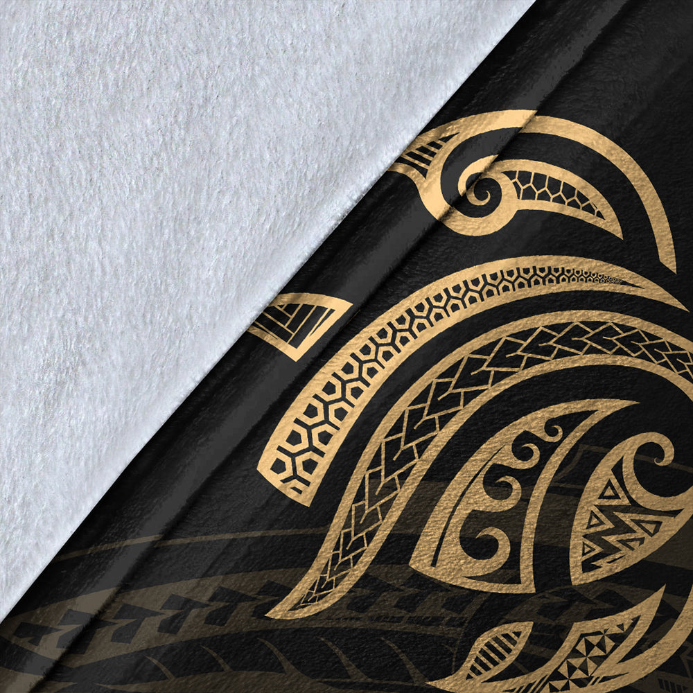 Hawaii Premium Blanket Turtle Polynesian Map Plumeria Gold-Myprintsy