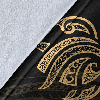 Hawaii Premium Blanket Turtle Polynesian Map Plumeria Gold-Myprintsy