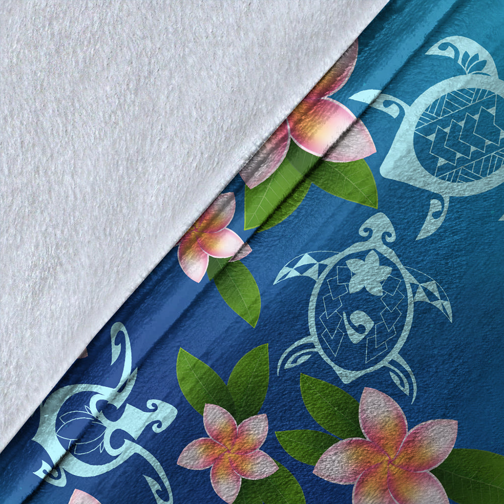 Hawaii Premium Blanket Turtle Polynesian Plumeria Ocean-Myprintsy