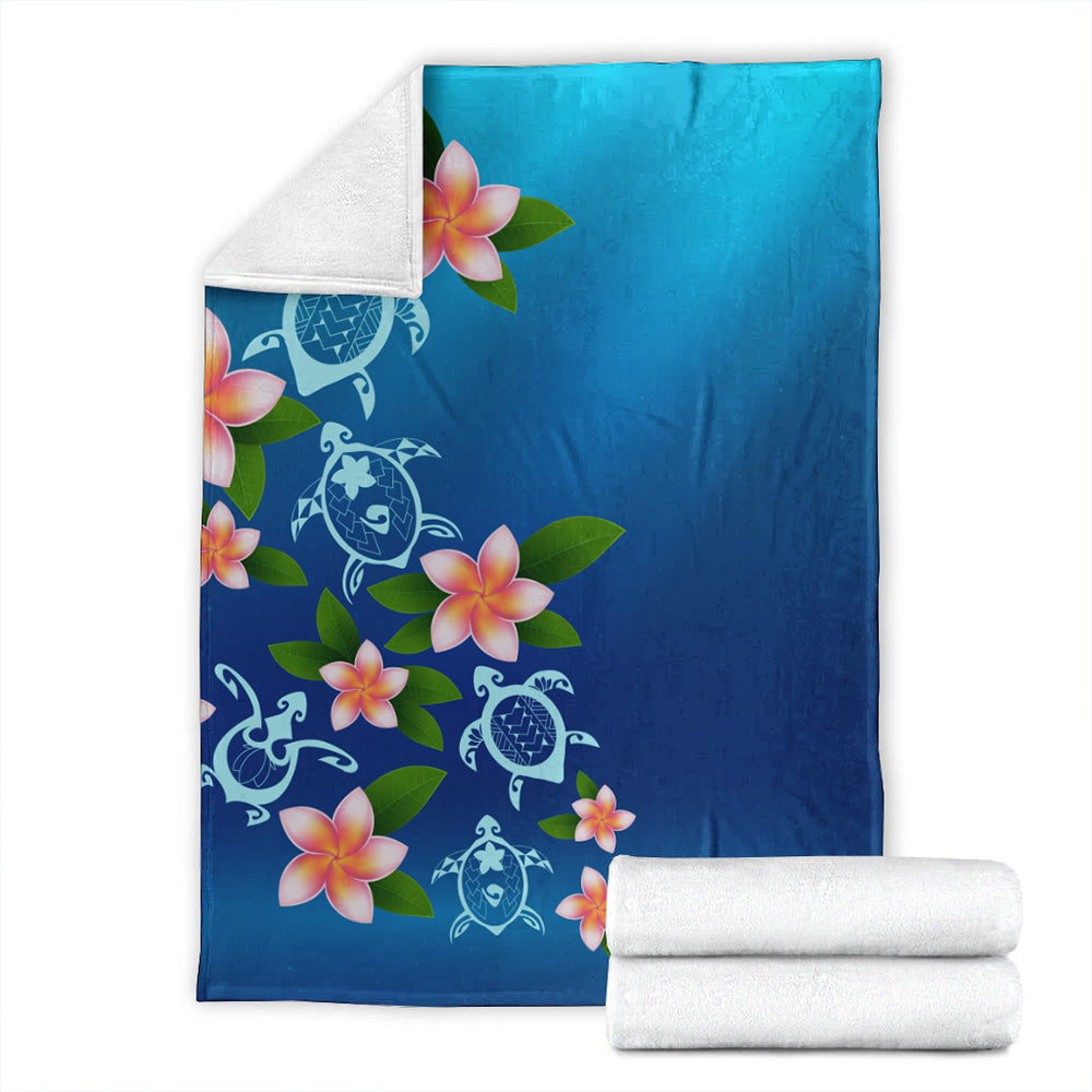 Hawaii Premium Blanket Turtle Polynesian Plumeria Ocean-Myprintsy