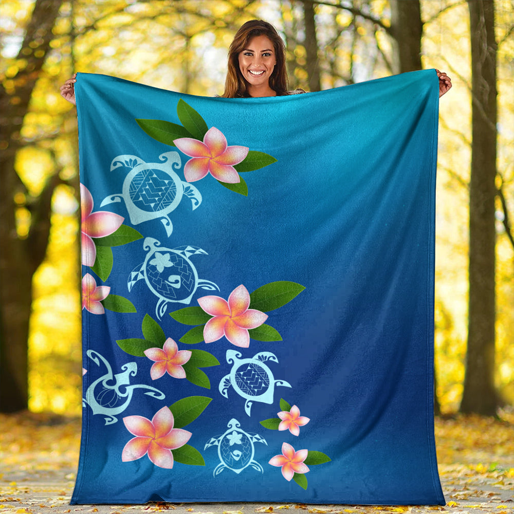 Hawaii Premium Blanket Turtle Polynesian Plumeria Ocean-Myprintsy