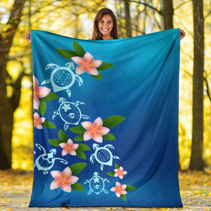 Hawaii Premium Blanket Turtle Polynesian Plumeria Ocean-Myprintsy