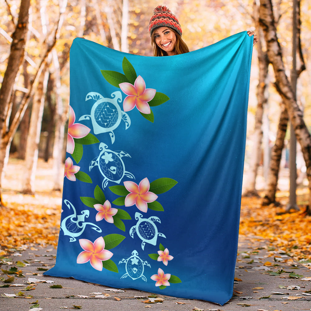 Hawaii Premium Blanket Turtle Polynesian Plumeria Ocean-Myprintsy