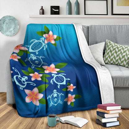 Hawaii Premium Blanket Turtle Polynesian Plumeria Ocean-Myprintsy