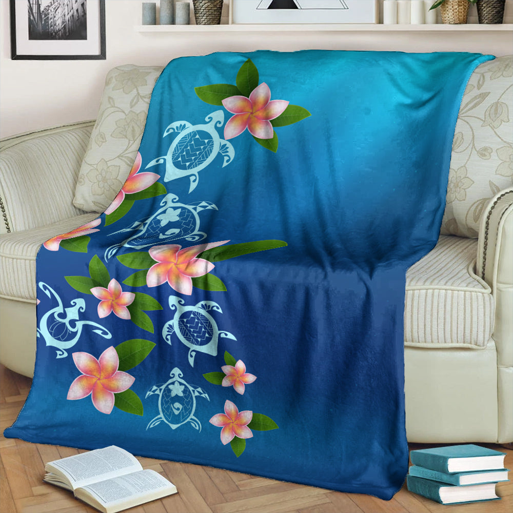 Hawaii Premium Blanket Turtle Polynesian Plumeria Ocean-Myprintsy