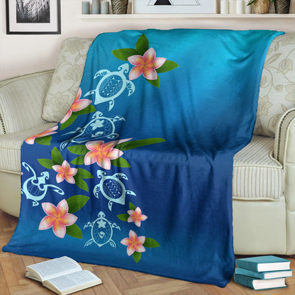 Hawaii Premium Blanket Turtle Polynesian Plumeria Ocean-Myprintsy