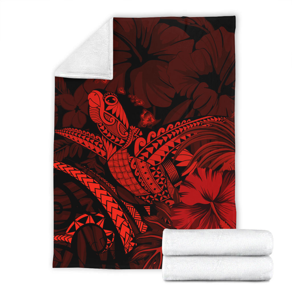 Hawaii Premium Blanket Turtle Polynesian With Hibiscus Flower-Myprintsy
