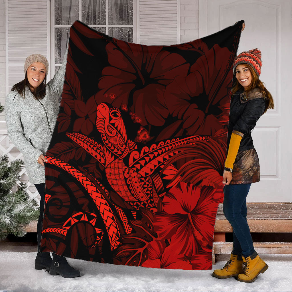 Hawaii Premium Blanket Turtle Polynesian With Hibiscus Flower-Myprintsy