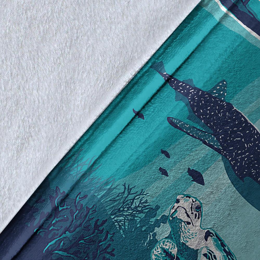 Hawaii Premium Blanket Whale And Turtle In Sunset Polynesian-Myprintsy
