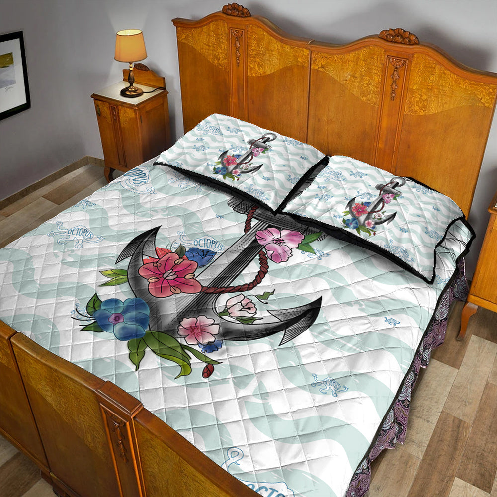 Hawaii Quilt Bed Set Anchor Hibiscus-Myprintsy
