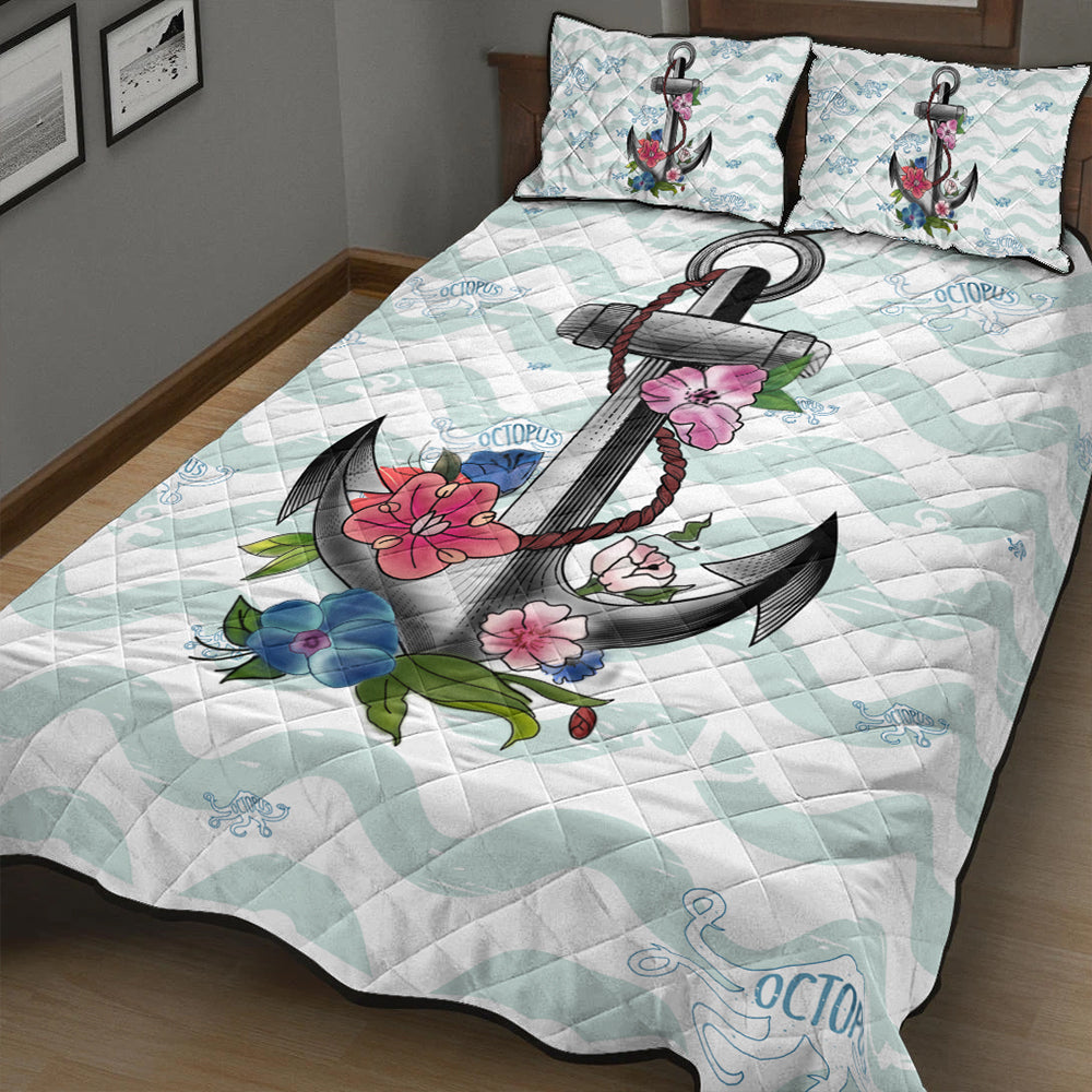 Hawaii Quilt Bed Set Anchor Hibiscus-Myprintsy