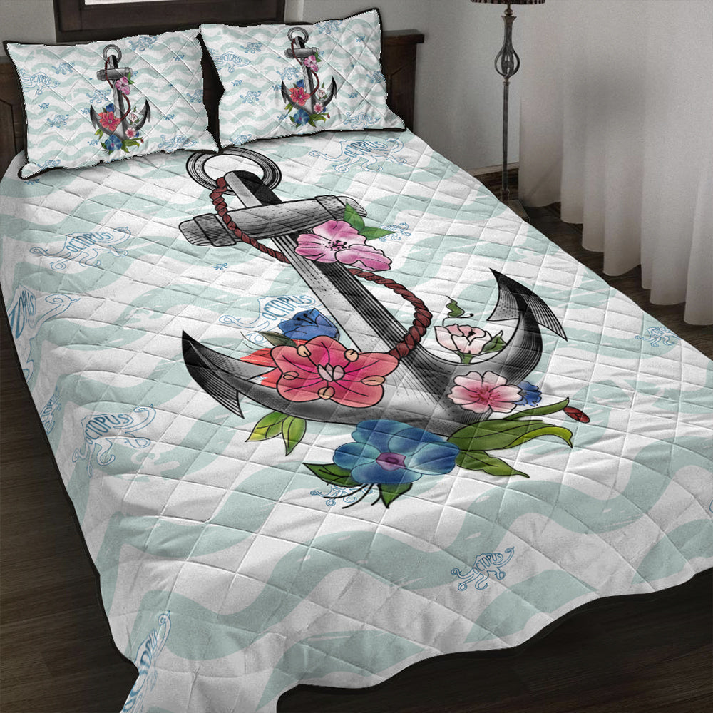 Hawaii Quilt Bed Set Anchor Hibiscus-Myprintsy