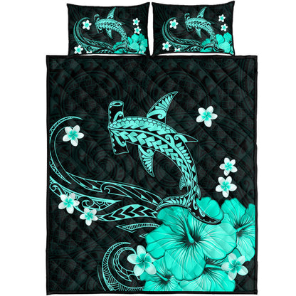 Hawaii Quilt Bed Set Shark Polynesia Tribal Tattoo
