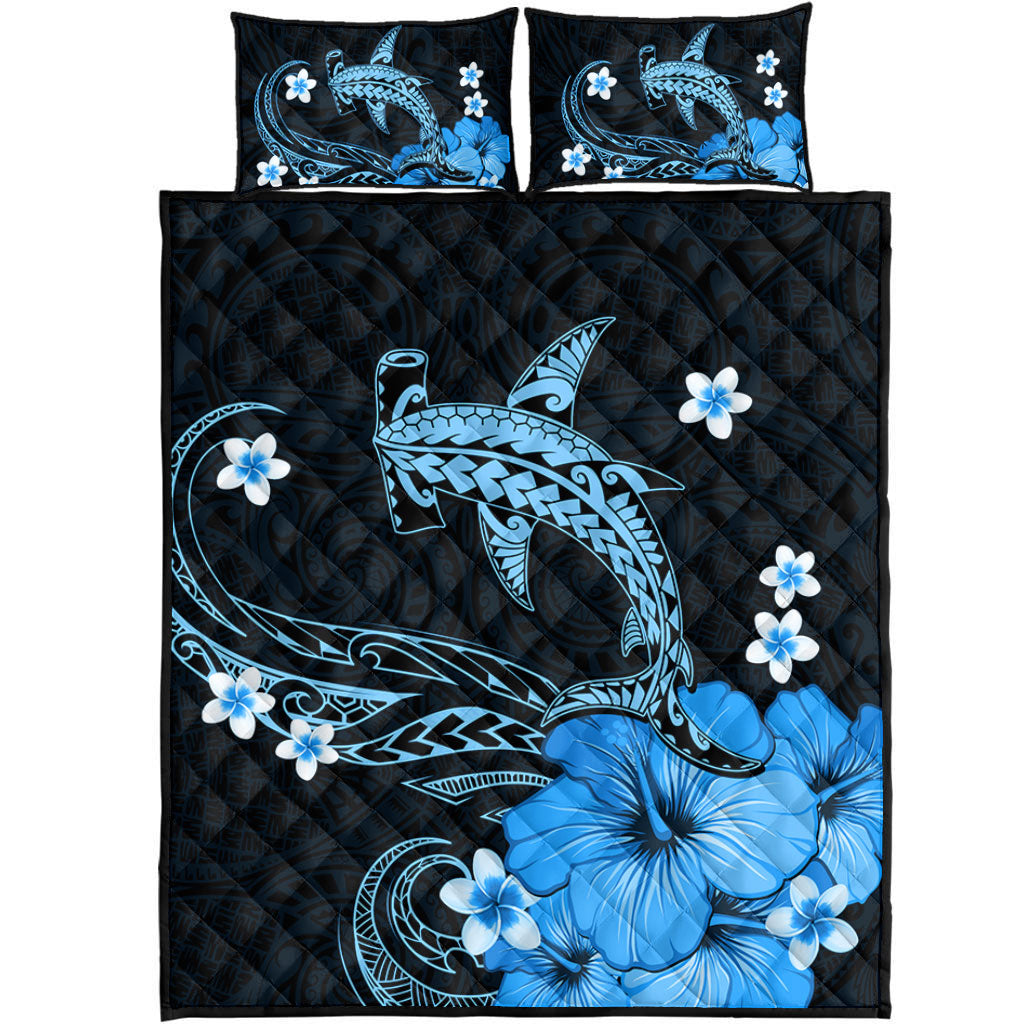 Hawaii Quilt Bed Set Shark Polynesia Tribal Tattoo