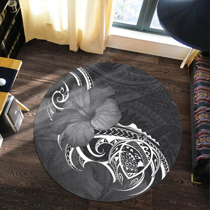 Hawaii Round Rug Map Turtle Hibiscus Polynesian Divise