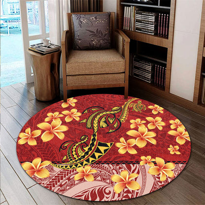 Hawaii Round Rug Plumeria Flower Fabric Design
