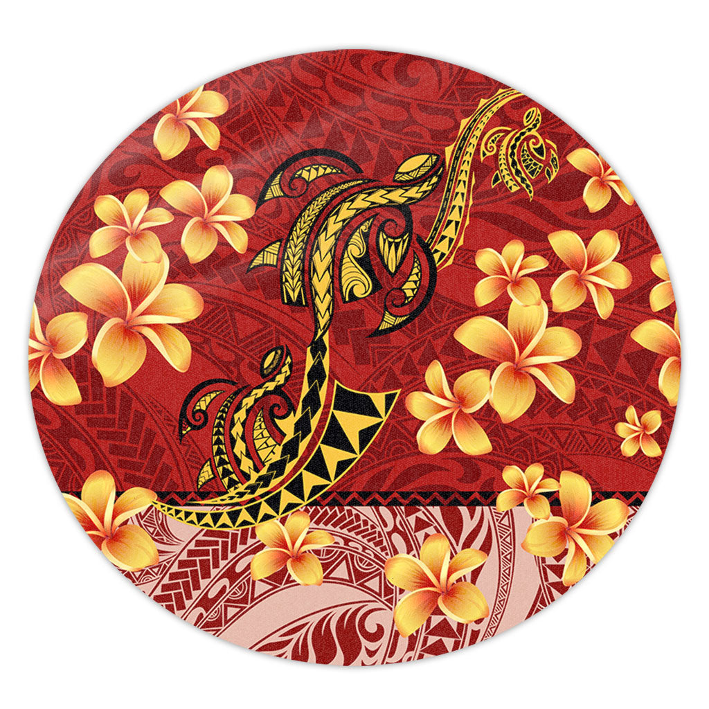 Hawaii Round Rug Plumeria Flower Fabric Design