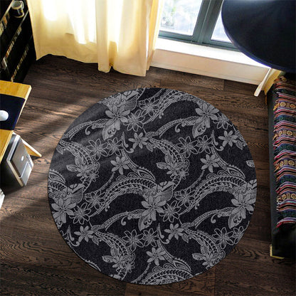 Hawaii Round Rug Polynesian Print Fabric And Flower-Myprintsy