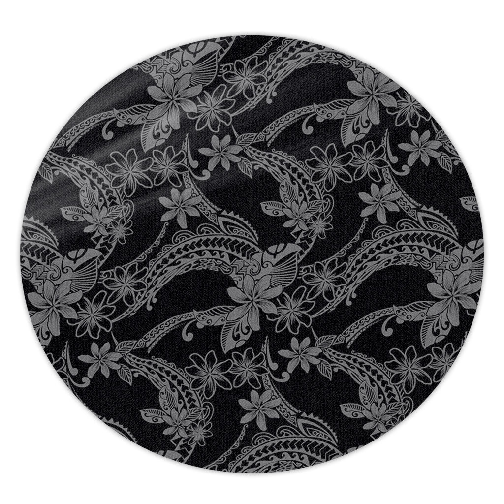 Hawaii Round Rug Polynesian Print Fabric And Flower-Myprintsy