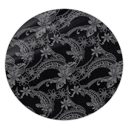 Hawaii Round Rug Polynesian Print Fabric And Flower-Myprintsy