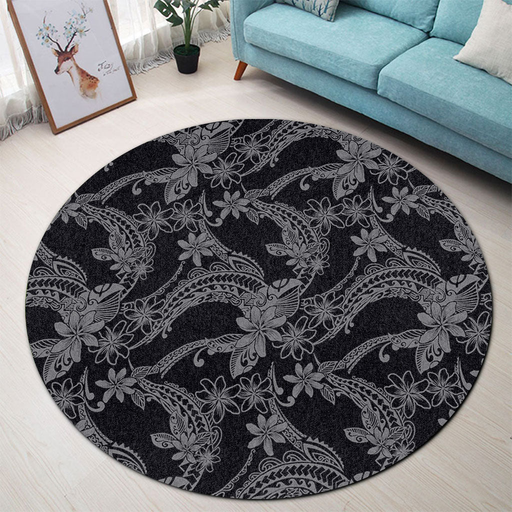 Hawaii Round Rug Polynesian Print Fabric And Flower-Myprintsy