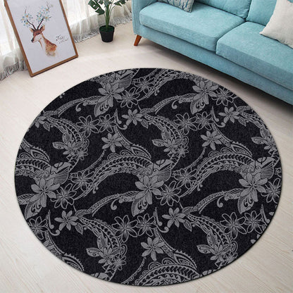 Hawaii Round Rug Polynesian Print Fabric And Flower-Myprintsy