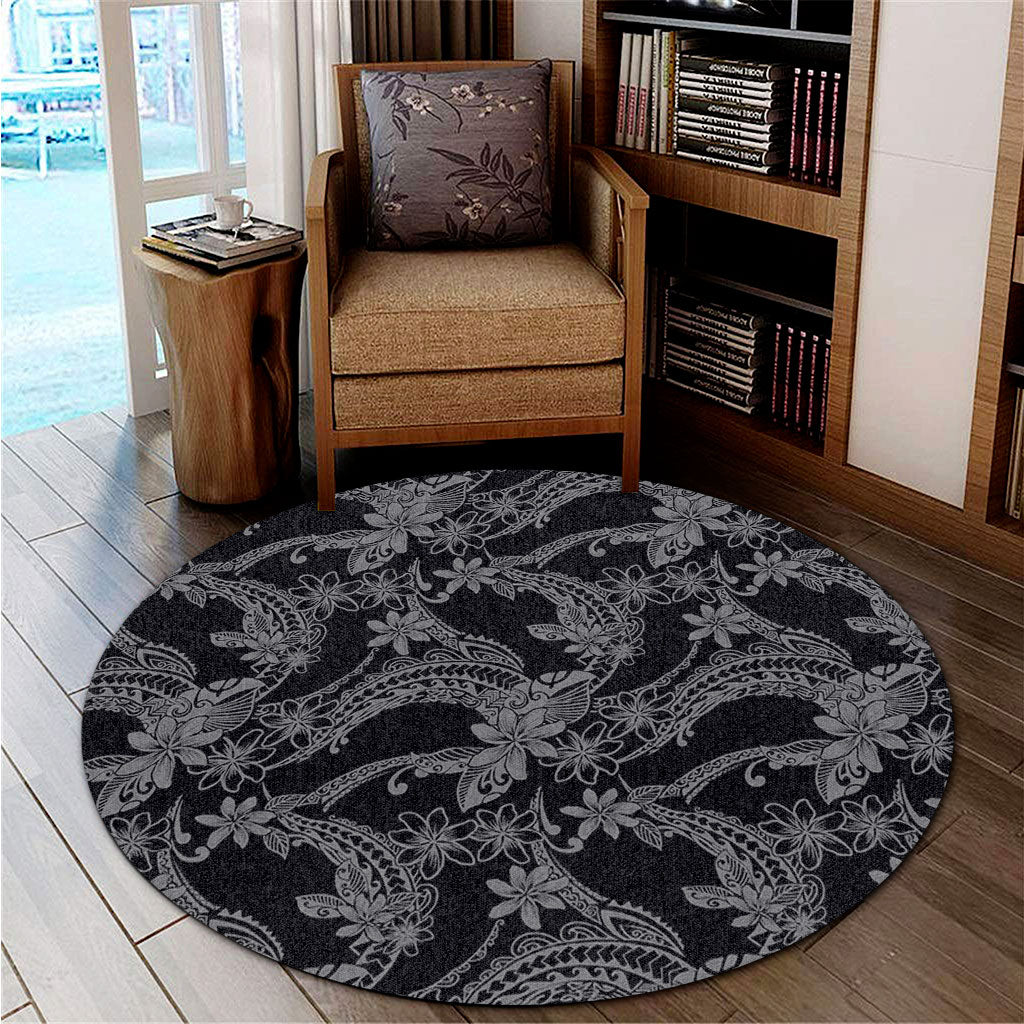 Hawaii Round Rug Polynesian Print Fabric And Flower-Myprintsy