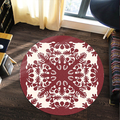 Hawaii Round Rug Quilt Tradition Red-Myprintsy