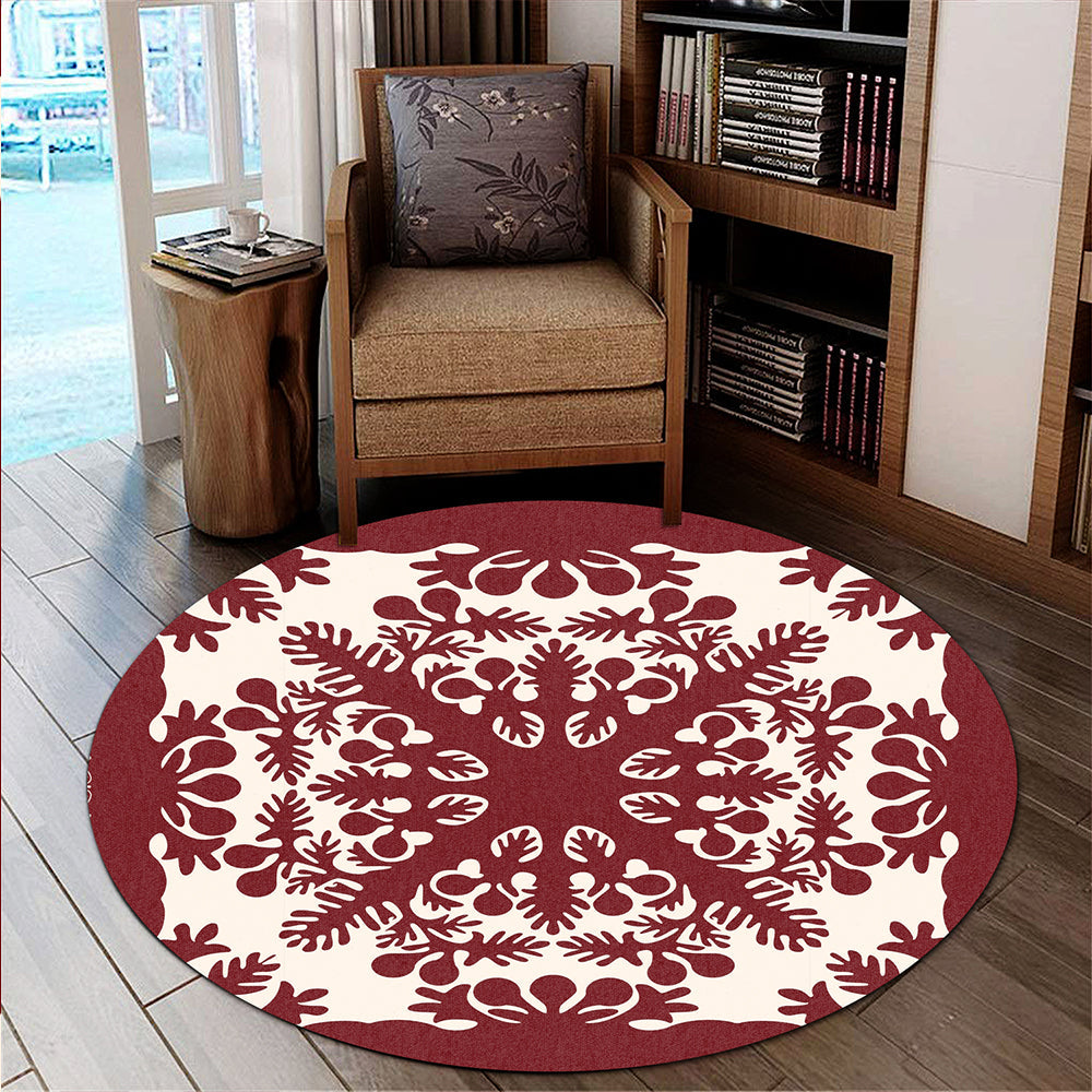Hawaii Round Rug Quilt Tradition Red-Myprintsy