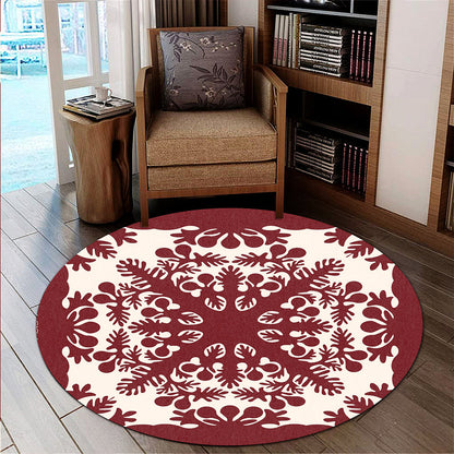 Hawaii Round Rug Quilt Tradition Red-Myprintsy