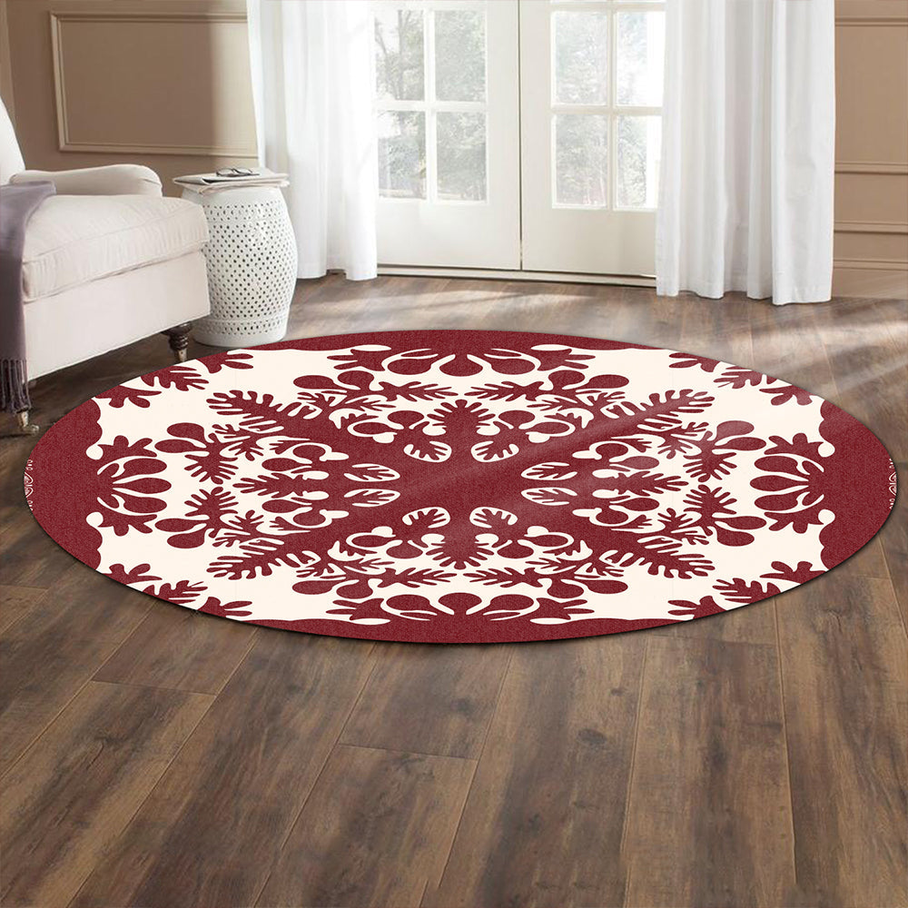 Hawaii Round Rug Quilt Tradition Red-Myprintsy