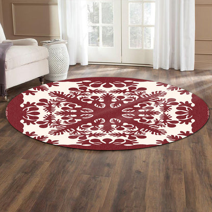 Hawaii Round Rug Quilt Tradition Red-Myprintsy