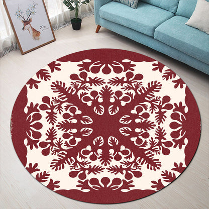 Hawaii Round Rug Quilt Tradition Red-Myprintsy