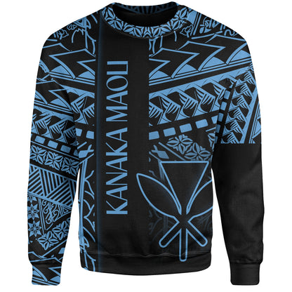 Hawaii Sweatshirt Custom Kanaka Maoli Hawaiian Blue Tribal Pattern-Myprintsy