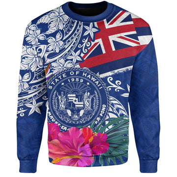 Hawaii Sweatshirt Flag Tribal Tropical Style-Myprintsy