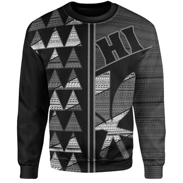 Hawaii Sweatshirt HI Spear Monochrome Tribal Pattern-Myprintsy