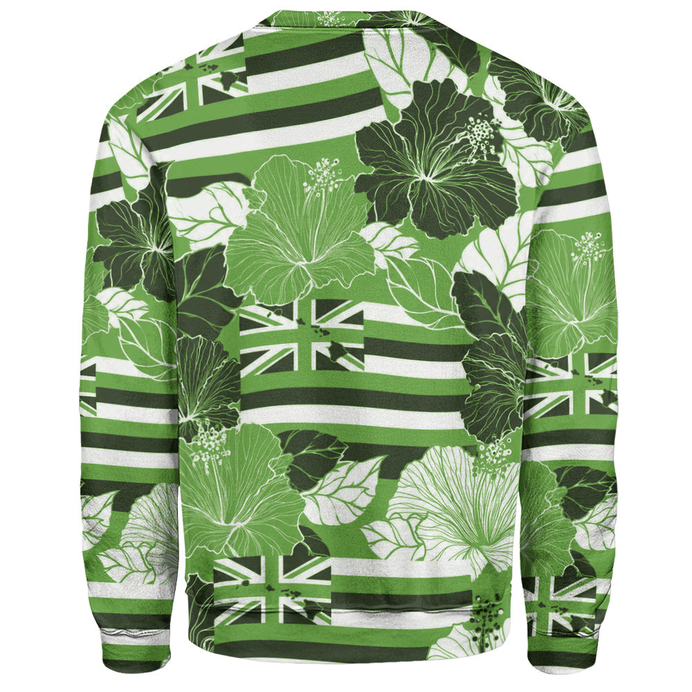 Hawaii Sweatshirt Hibiscus Flag Map Island Pride-Myprintsy