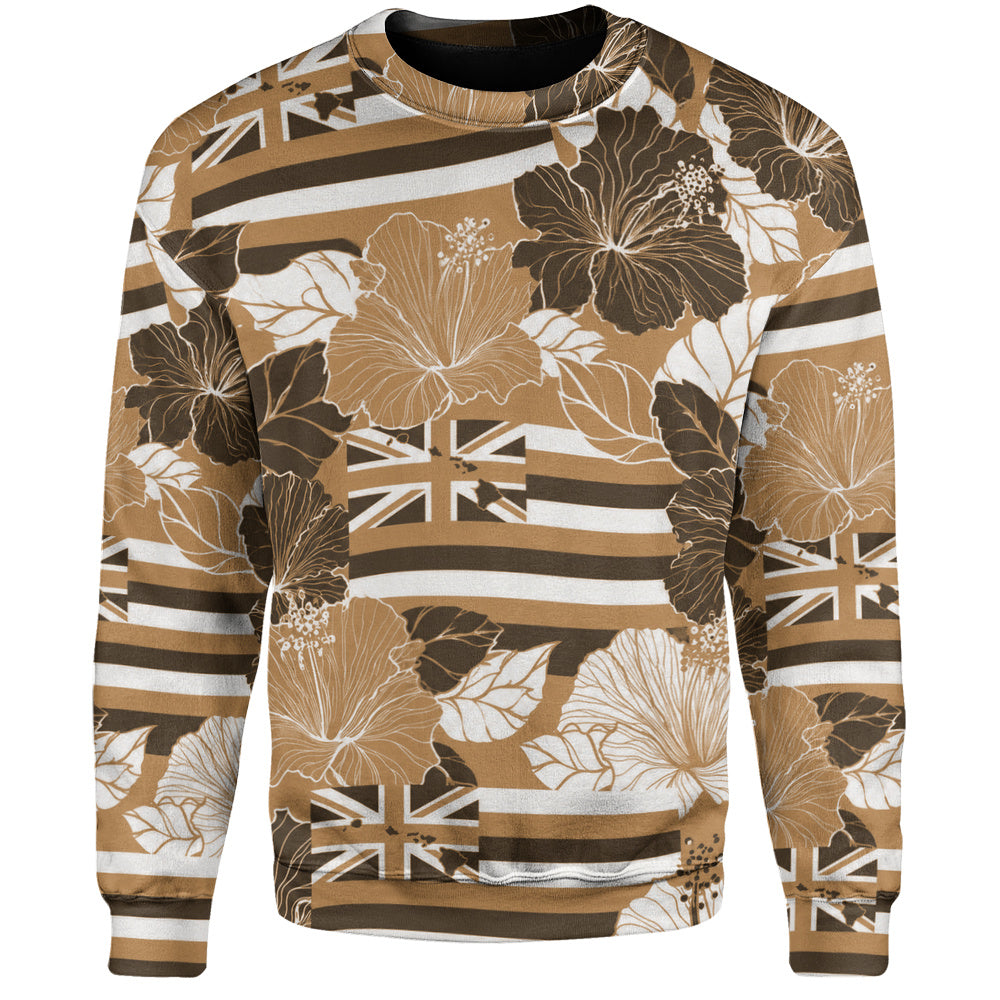 Hawaii Sweatshirt Hibiscus Flag Map Island Pride-Myprintsy