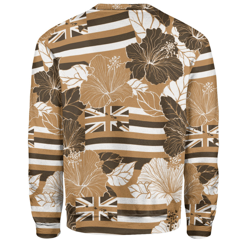 Hawaii Sweatshirt Hibiscus Flag Map Island Pride-Myprintsy