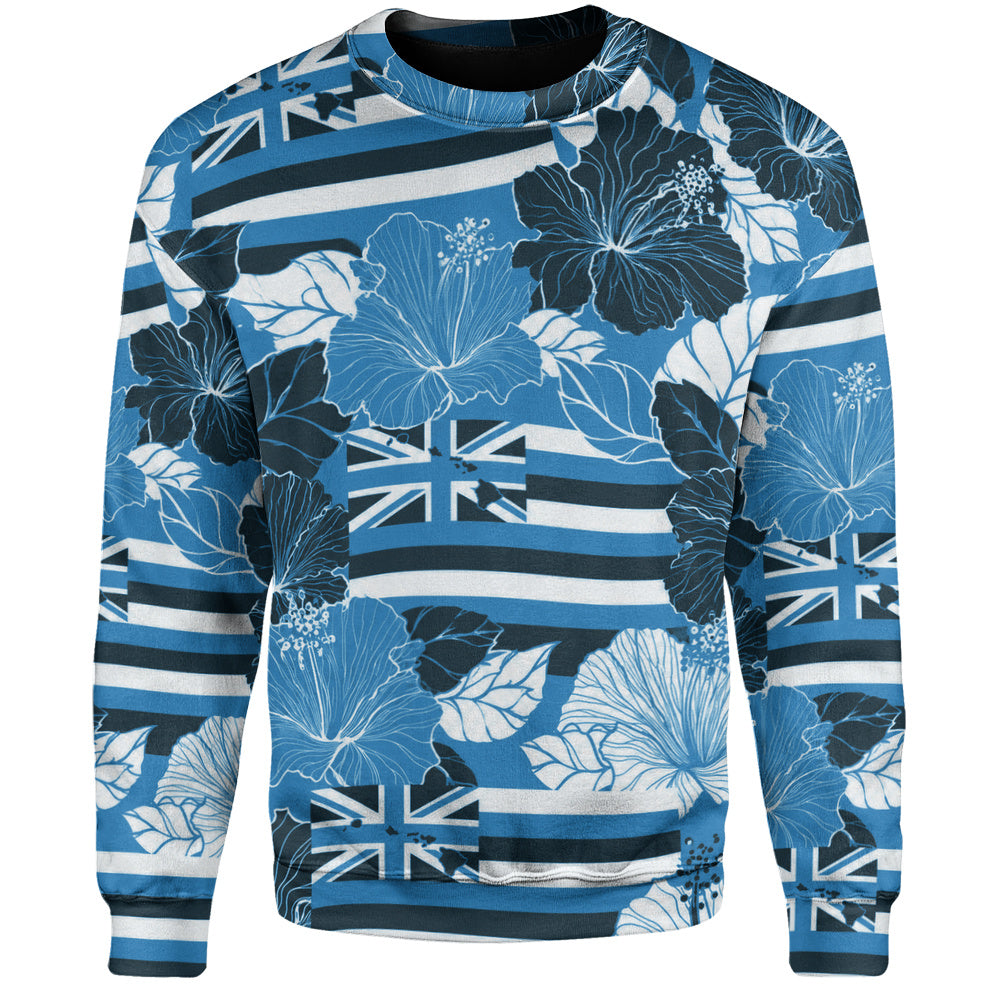 Hawaii Sweatshirt Hibiscus Flag Map Island Pride-Myprintsy