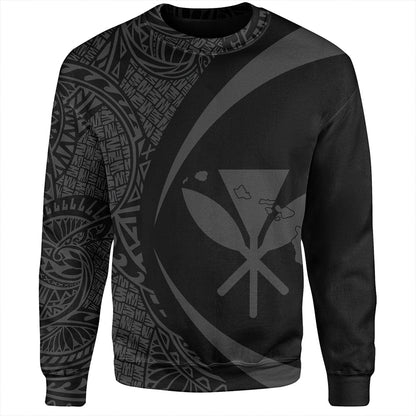 Hawaii Sweatshirt Kanaka Maoli Hawaiian Map Lauhala Gray Circle-Myprintsy