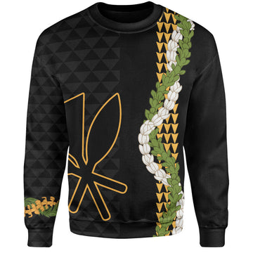Hawaii Sweatshirt Kanaka Maoli Puakenikeni Maile Flower Lei-Myprintsy