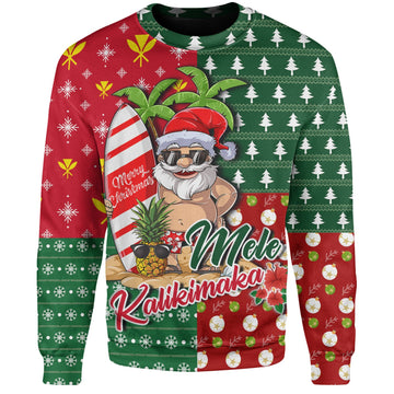 Hawaii Sweatshirt Mele Kalikimaka Hawaii Christmas Patterns-Myprintsy