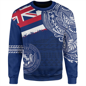 Hawaii Sweatshirt Polynesian Flag With Coat Of Arms-Myprintsy